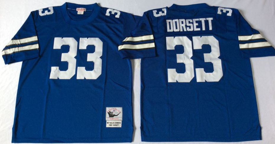 Men NFL Dallas Cowboys #33 Dorsett blue Mitchell Ness jerseys->dallas cowboys->NFL Jersey